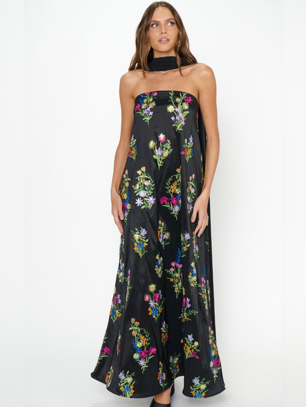 Show Me Your MuMu Riley Maxi Ethereal Sequins Black Dress M Wedding Party Formal - Picture 3 of 10